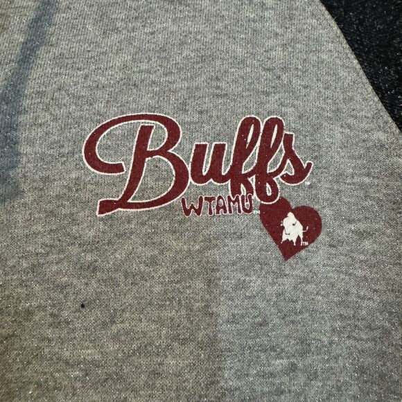 WTAMU West Texas A&M Buffs Gray Large Full Zip Hoodie Sweatshirt Glitter Women's - Picture 2 of 8